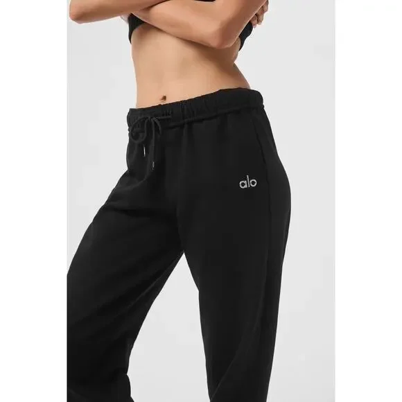 Alo Yoga Accolade Sweatpant Black French Terry Joggers Unisex Fit Size S  Lounge